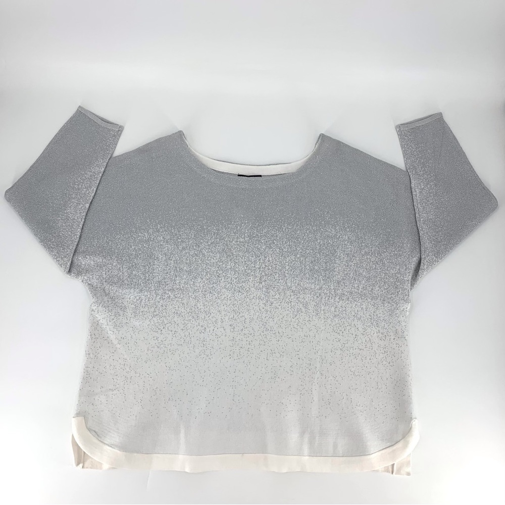 Tribekka 44 NWT Silver Gradient and White 3/4 Dolman Sleeve Sweatshirt, 3X